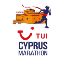 Logo for the TUI Cyprus Marathon Logo - text and image of Paphos Castle